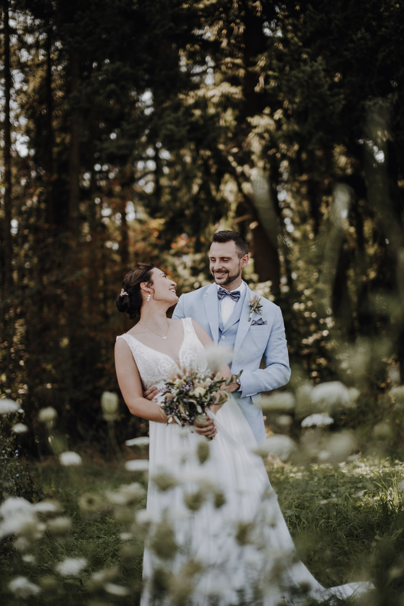 Beautiful wedding couple in nature